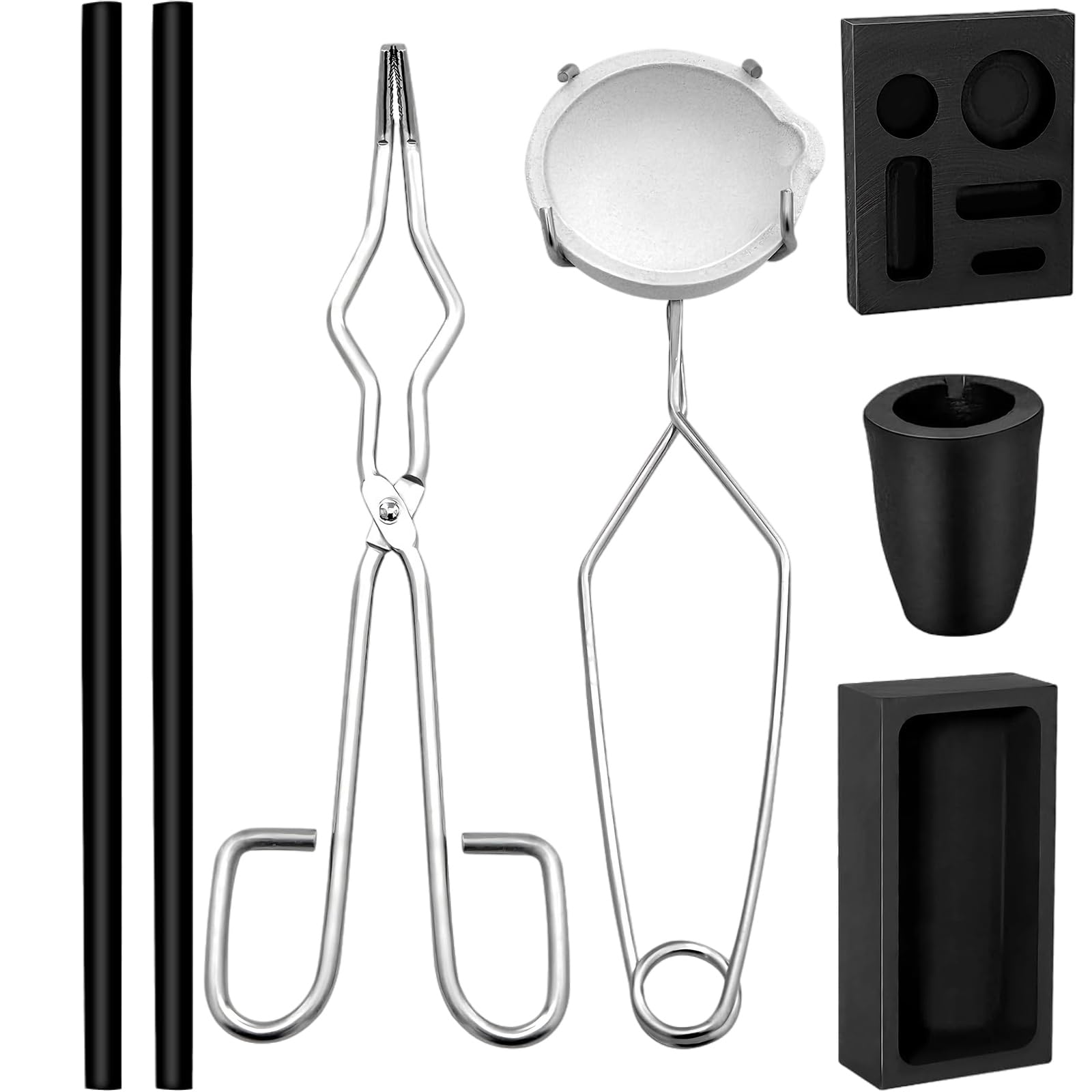 8 Stück Gold Schmelzen Set, Graphittiegel Gold Schmelzen Kit für Platin Gold Silber Messing Legierungs Schmelze, Hohe Hitzebeständigkeit