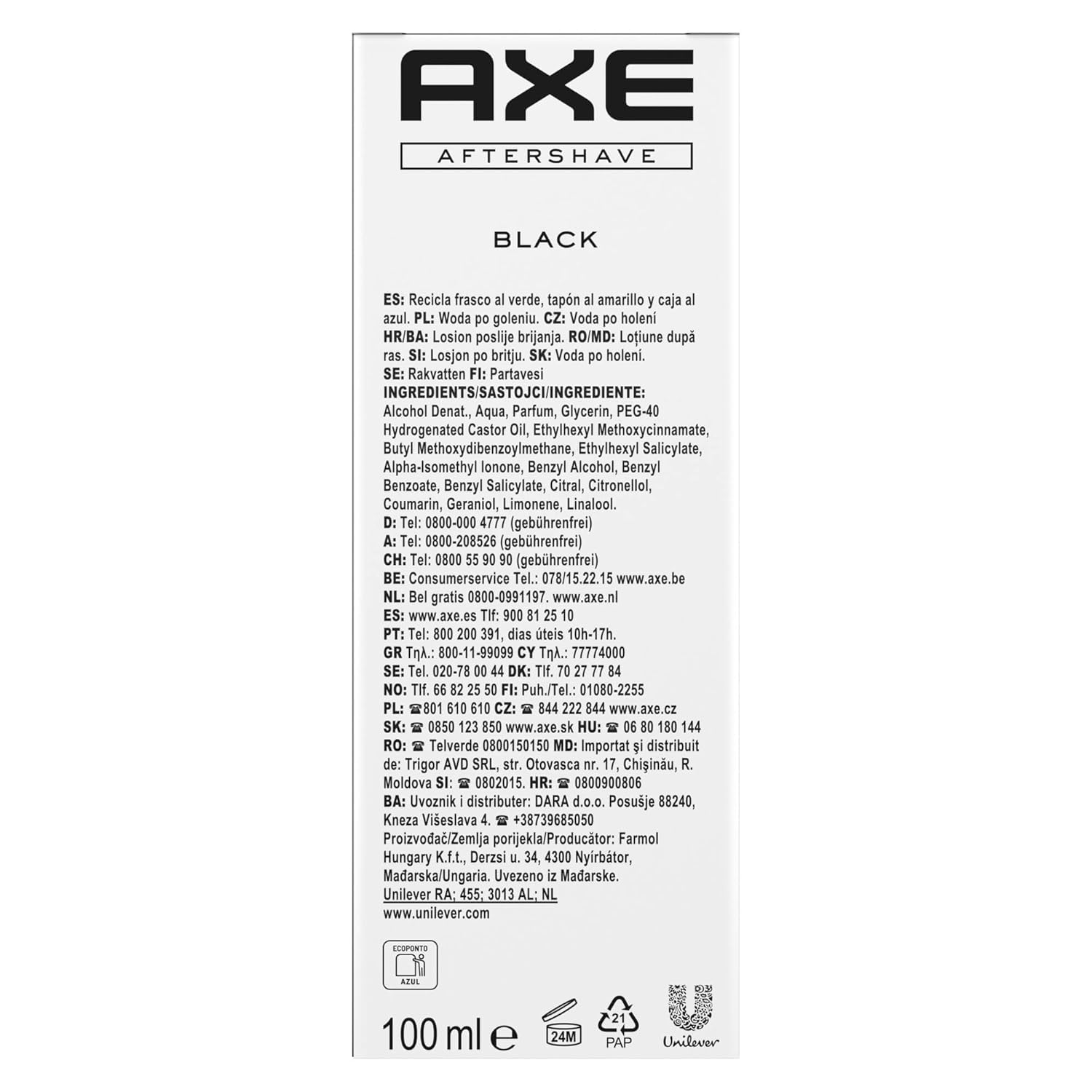 AXE Aftershave für Männer 6er Set für gepflegte Haut - in beliebten Duftrichtungen - Alaska, Moschus & Black - jeweils 2x 100ml