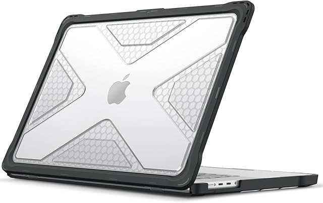 FINTIE Case Compatible with Macbook Pro 16-inch (2021 Release, Model: A2485), Heavy Duty Rugged Hard Shell Case Cover with TPU Bumper Fit Retina Display & Touch ID, (Black)