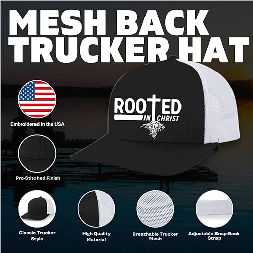 Miniatura 5 de Trenz Shirt Company - Gorra tipo trucker con cruz cristiana bordada en malla para hombre