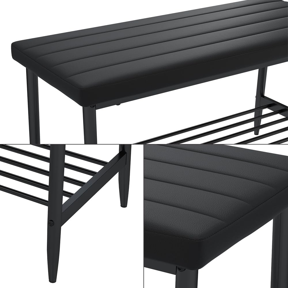 Vicco Sitzbank Grand, Schwarz, 85 x 35 cm, zur Verwendung als Essgruppe in Küche oder Esszimmer