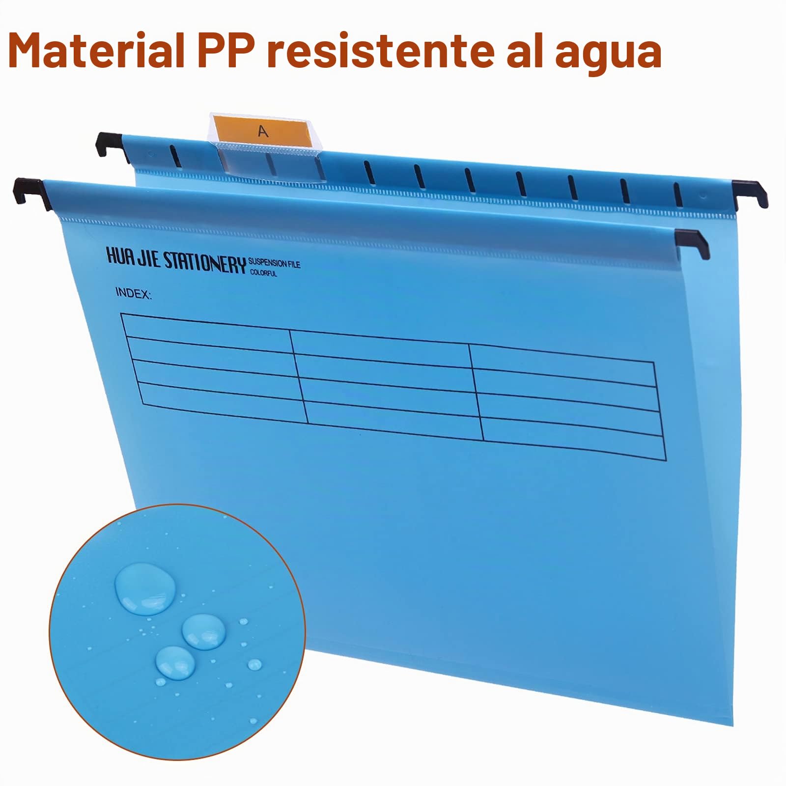 12 unidades Foolscap Grande Archivadores de suspensión con pestañas e insertos para tarjetas, Azul, Archivo Carpetas Colgantes Polipropileno, Medidas 41 x 25 x 37 cm