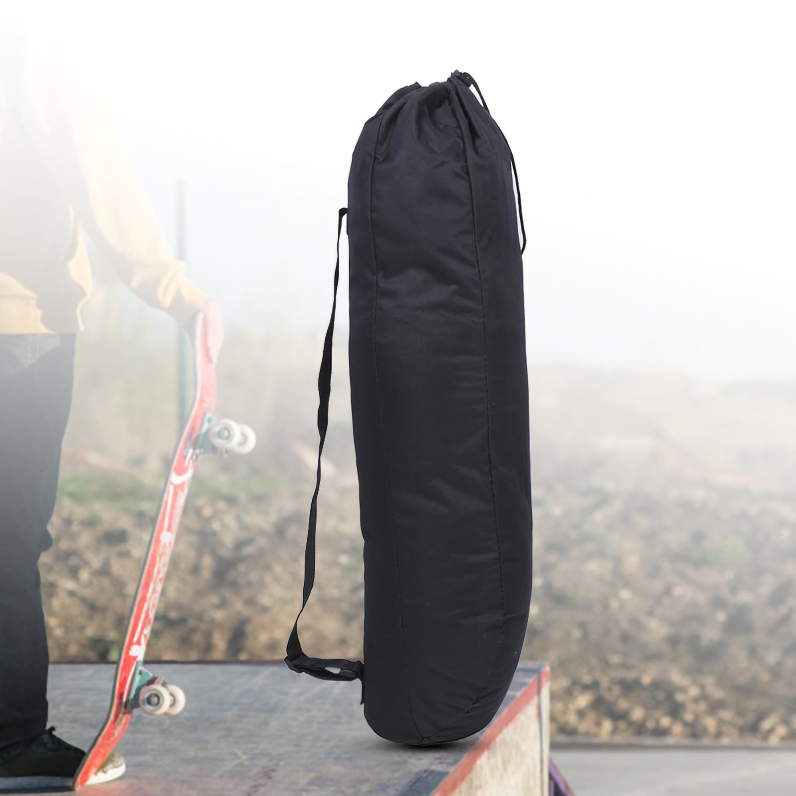 Buachois Sac de Planche à roulettes, Tissu Oxford 600D Super éPais ImperméAble à l'eau, Sac de Planche à roulettes Pliable éTanche à l'eau, Sac de Transport en Nylon Noir