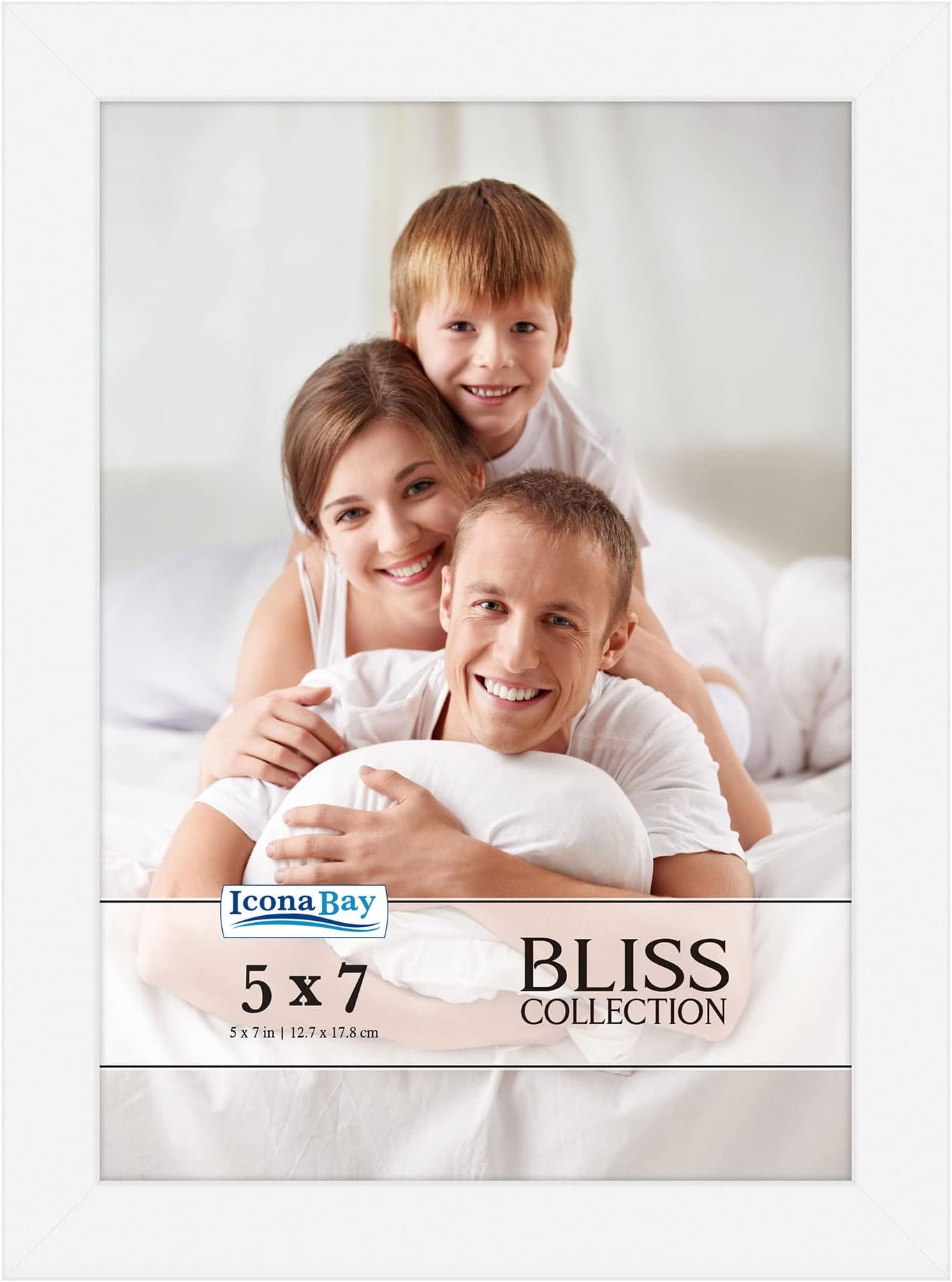 5x7 White Picture Frame - Modern Style Engineered Wood Frame - Table Top or Wall Mount - Bliss Collection