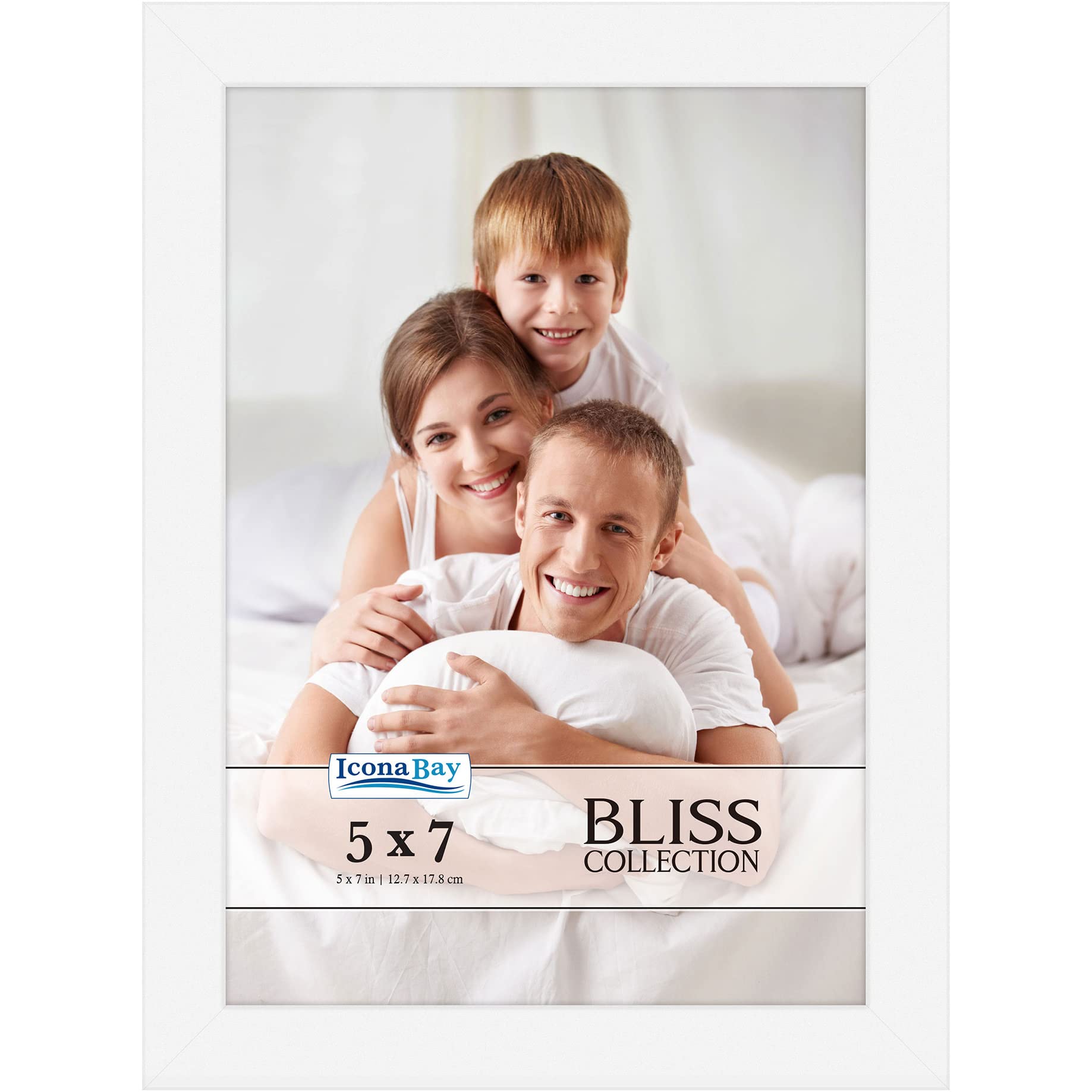 Icona Bay - 7x5 White Picture Frame - Modern Style Engineered Wood Frame - Table Top or Wall Mount - Bliss Collection