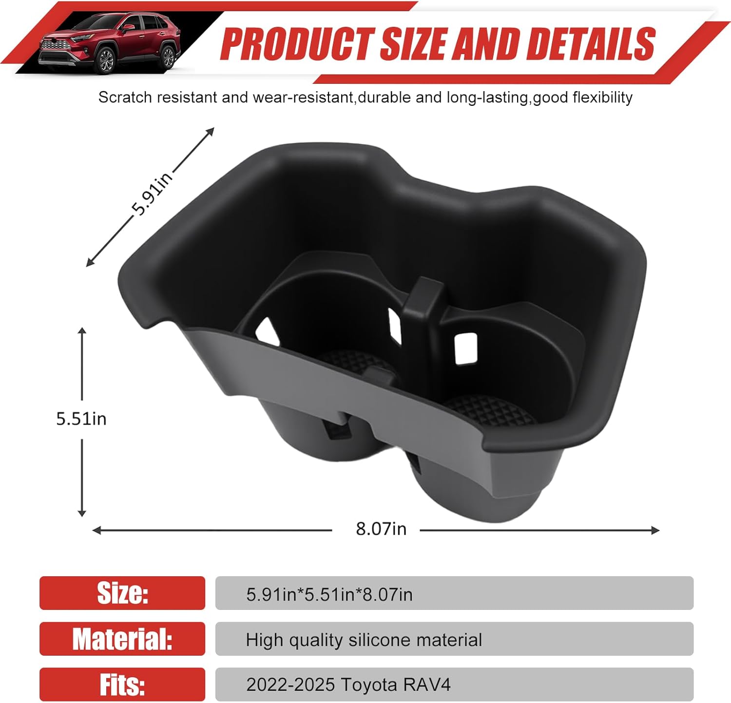 Cup Holder Coaster Fit for 2022-2025 Toyota RAV4 Accessories Cup Holder Mat Pad Inserts Interior CupHolder Liner for 2024 Toyota RAV4(for RAV4)