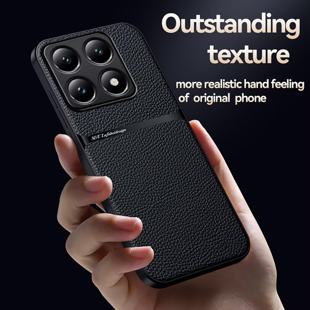 COMAKU Case for Xiaomi 14T Pro 5G, Premium Leather TPU Silicone Hybrid Texture is Non-Slip and Shockproof Phone Case Cover - Black - Image 3