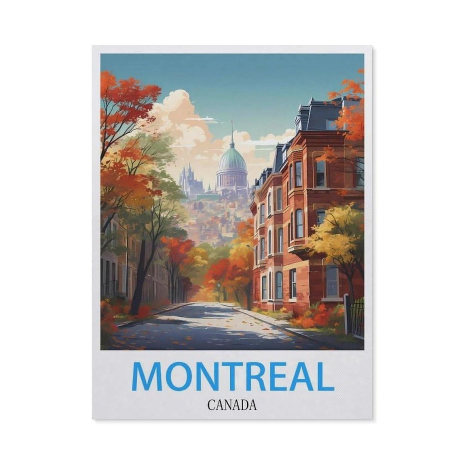 BEAYODKP Diamond Painting Kits for Adults and Kids，Montreal Canada Vintage Travel Poster，Full Drill Round Rhinestone Paint with Diamonds（30 x 40 cm/11.81 x 15.74 inches）-BX52