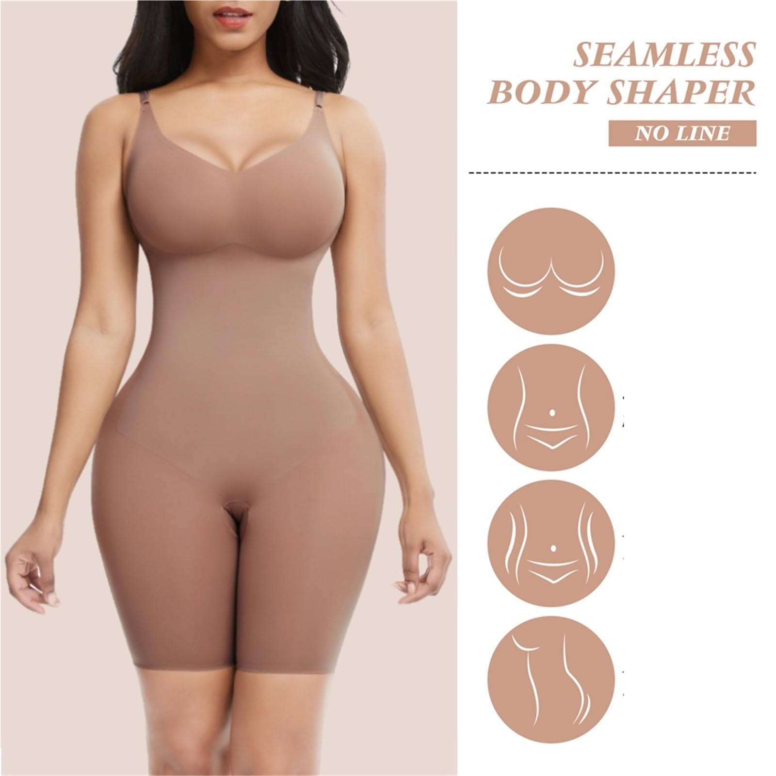 Body Modellante Senza Cuciture Body Modellante Donna Allenatore in Vita Dimagrante Shapewear Push Up Butt Lifter(Beige,3XL)