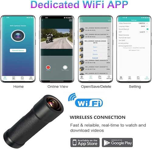 Miniatura 4 de VSYSTO Cámara de bicicleta WiFi con pantalla de temperatura, HD 1080P 150 gran angular visión nocturna impermeable cámara de acción para
