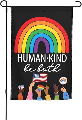 Human Kind Be Both Be Kind, bandera de jardín de 12 x 18 pulgadas, decoración vertical de doble cara, bandera pequeña para exteriores, vacaciones,
