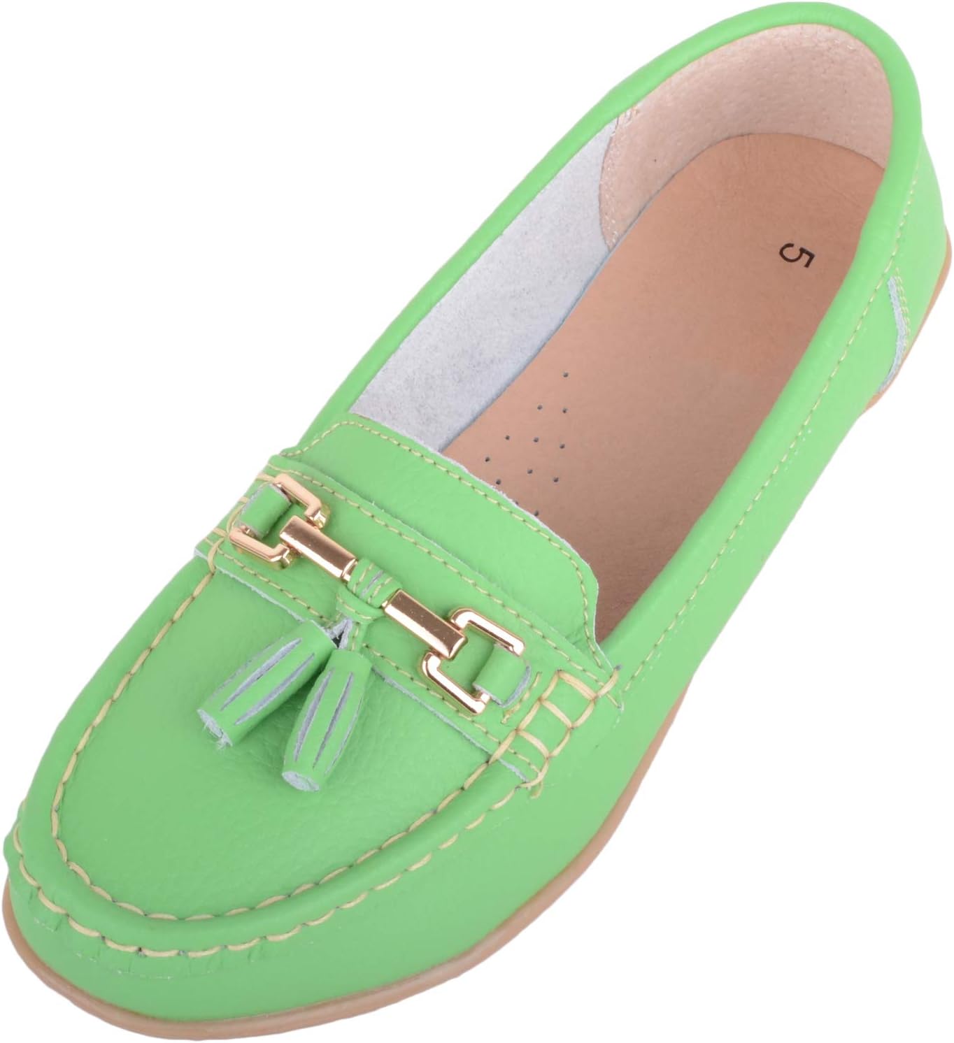 ABSOLUTE FOOTWEAR Dames Slip On Casual Leren Loafer Dek Boot Schoenen Sandalen, Wit, 38 EU
