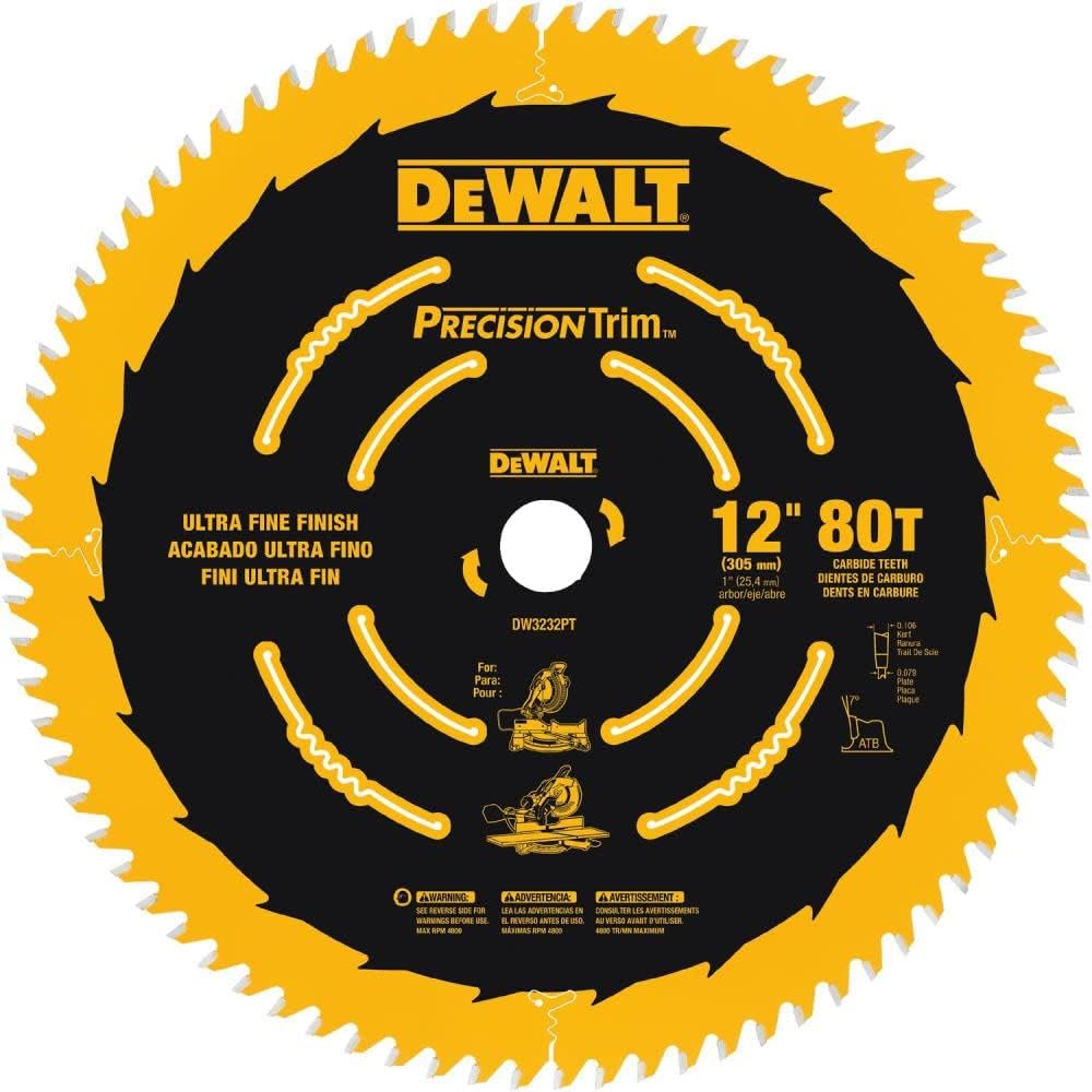 DEWALT Miter Saw Blade, 80 Tooth, 12 Inch, 2 Pack, Stainless Steel