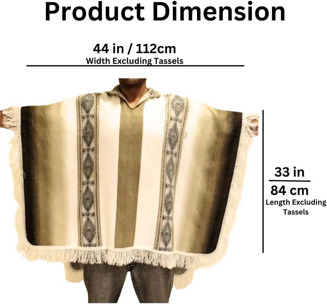 Alpaca Wool Poncho Hooded - Lightweight, Breathable, Hypoallergenic and Non-Itchy. Warm and Soft Wool Poncho… - Image 2