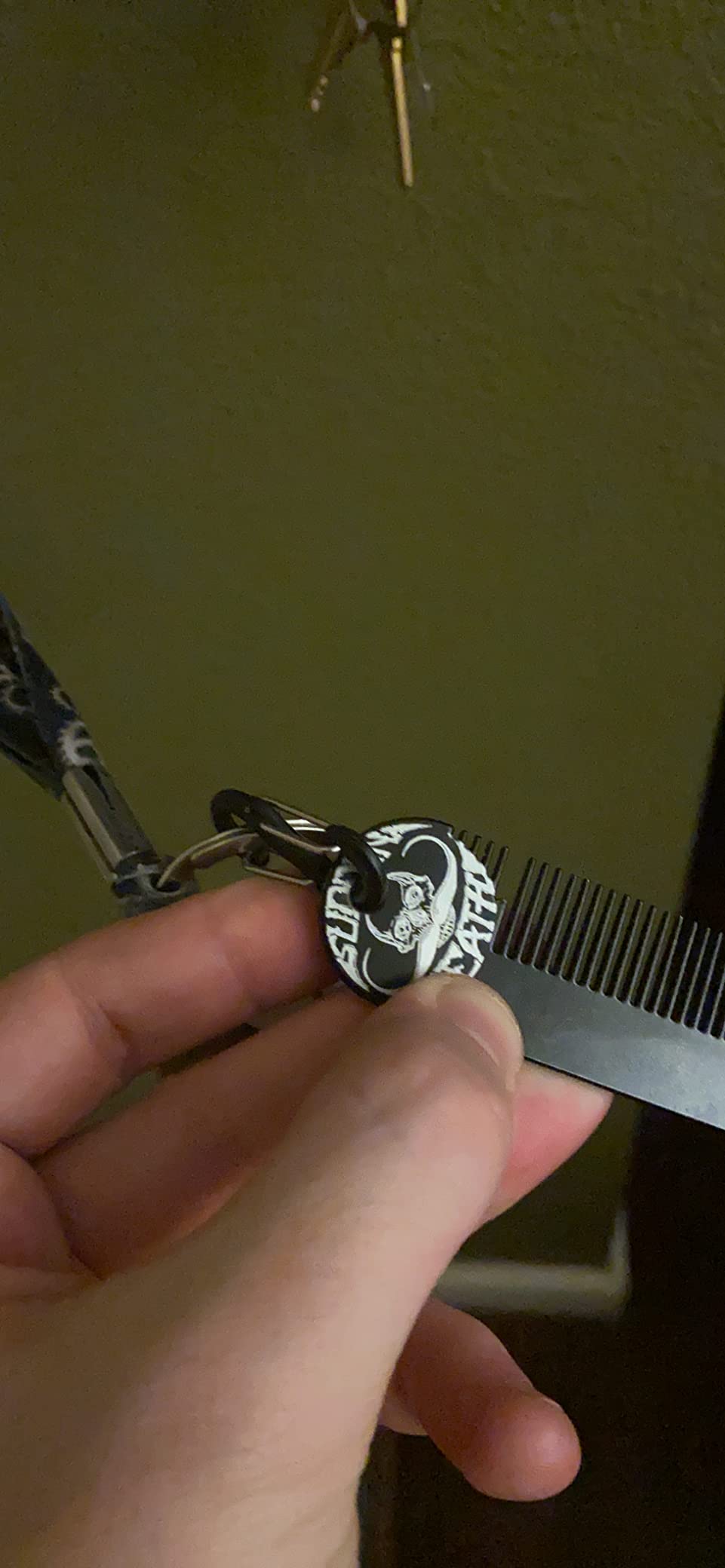 Hair Comb Death Grip 5" X 1.25" Keychain Comb | Fine Tooth Black Powder Coated Stainless Steel For Hair Styling & Beard & Moustache Grooming For Men On