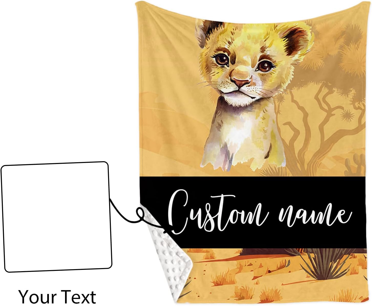 Personalized Name Crib Bedding Set for Infant Baby, Custom Nursery Decor Baby Blanket Fitted Crib Sheet Changing Pad Cover 3 Pcs, Yellow Lion Theme