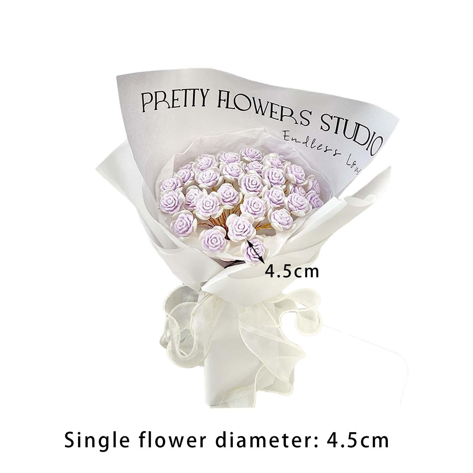 Oshhni Rosenblumenstrauß Bastelset Blumenarrangement Blumenarrangement 99 Rosenblumenstraußherstellungsmaterialien für Valentinstagsgeschenk für Frauen, Violett