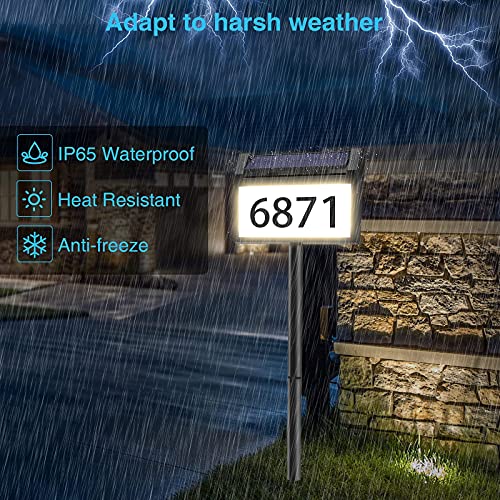 Solar House Number Sign, deerdance LED Illuminated Outdoor Address Plaque with Smart Control, 3-Color in 1 Waterproof… - Image 4