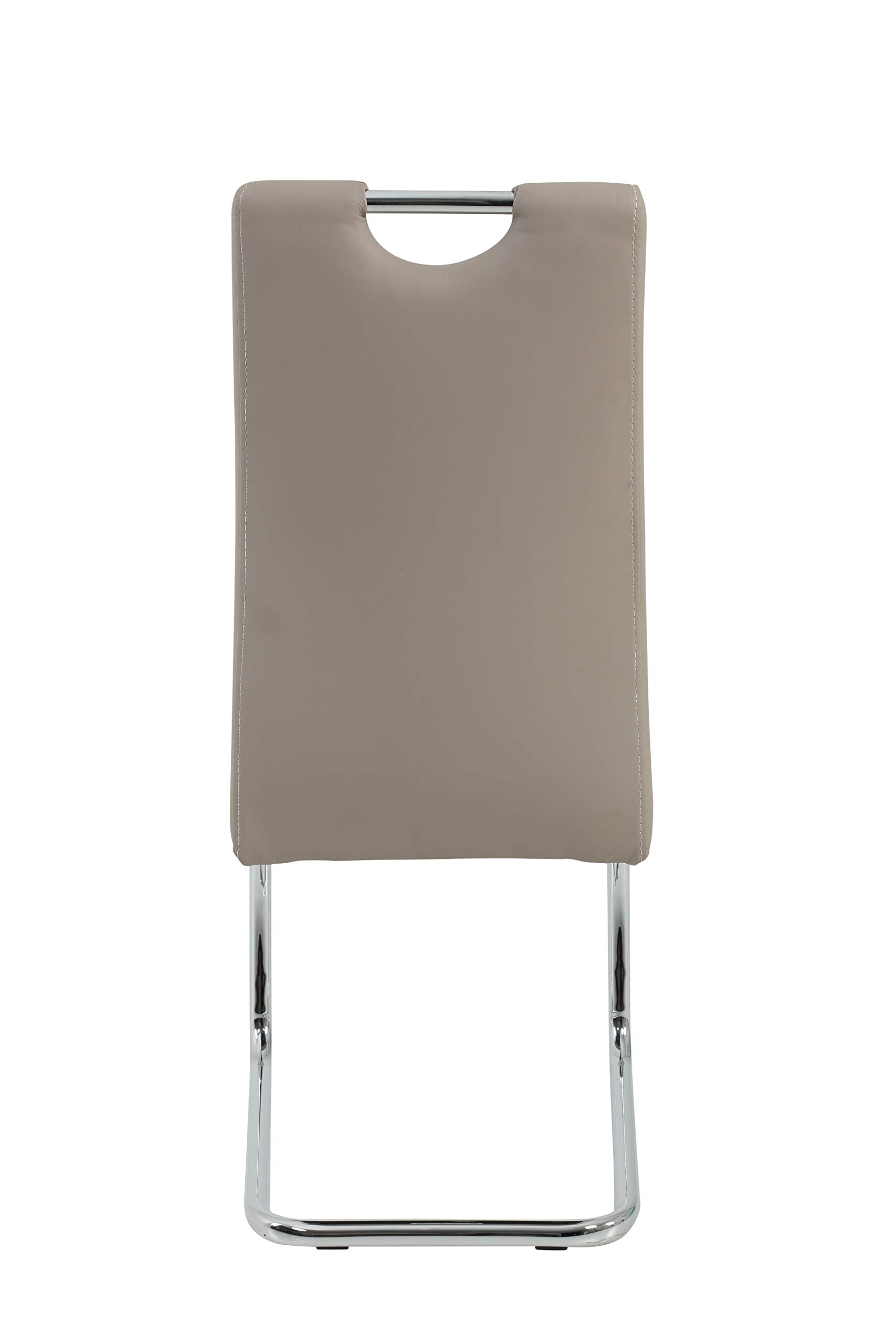 Hela Tische 4er Set Schwingstuhl, Küchenstuhl Flora, Kunstleder Cappuccino, Griffmulde, Metallgestell verchromt, 42x57x98 cm