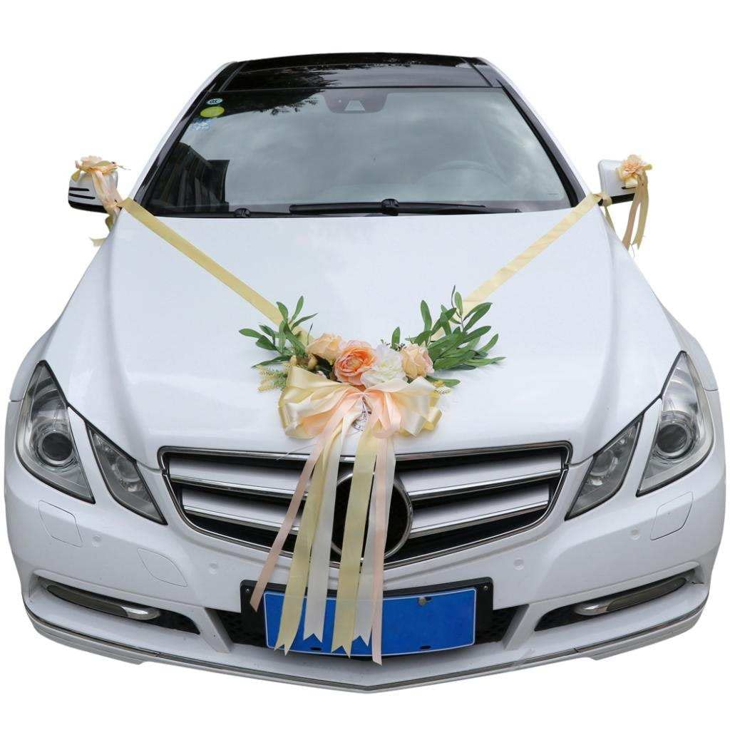 F Fityle Décoration de Voiture Mariage Guirlande Voiture de Mariage Fleurs Artificielles pour Décoration de Mariage-Diverses Couleurs, Champagne