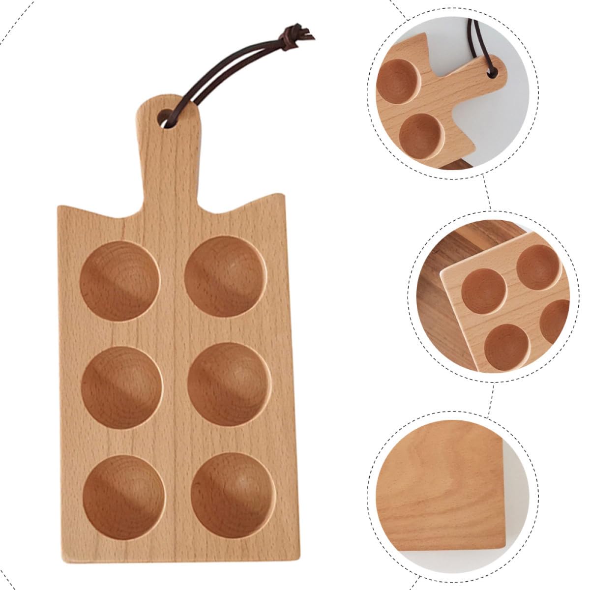 HOMSFOU Bandeja de huevos de seis compartimentos, 6 agujeros, bandeja de huevos, organizador de huevos, soporte para huevos, soporte simple para huevos, soporte para huevos para refrigerador, 6 huevos