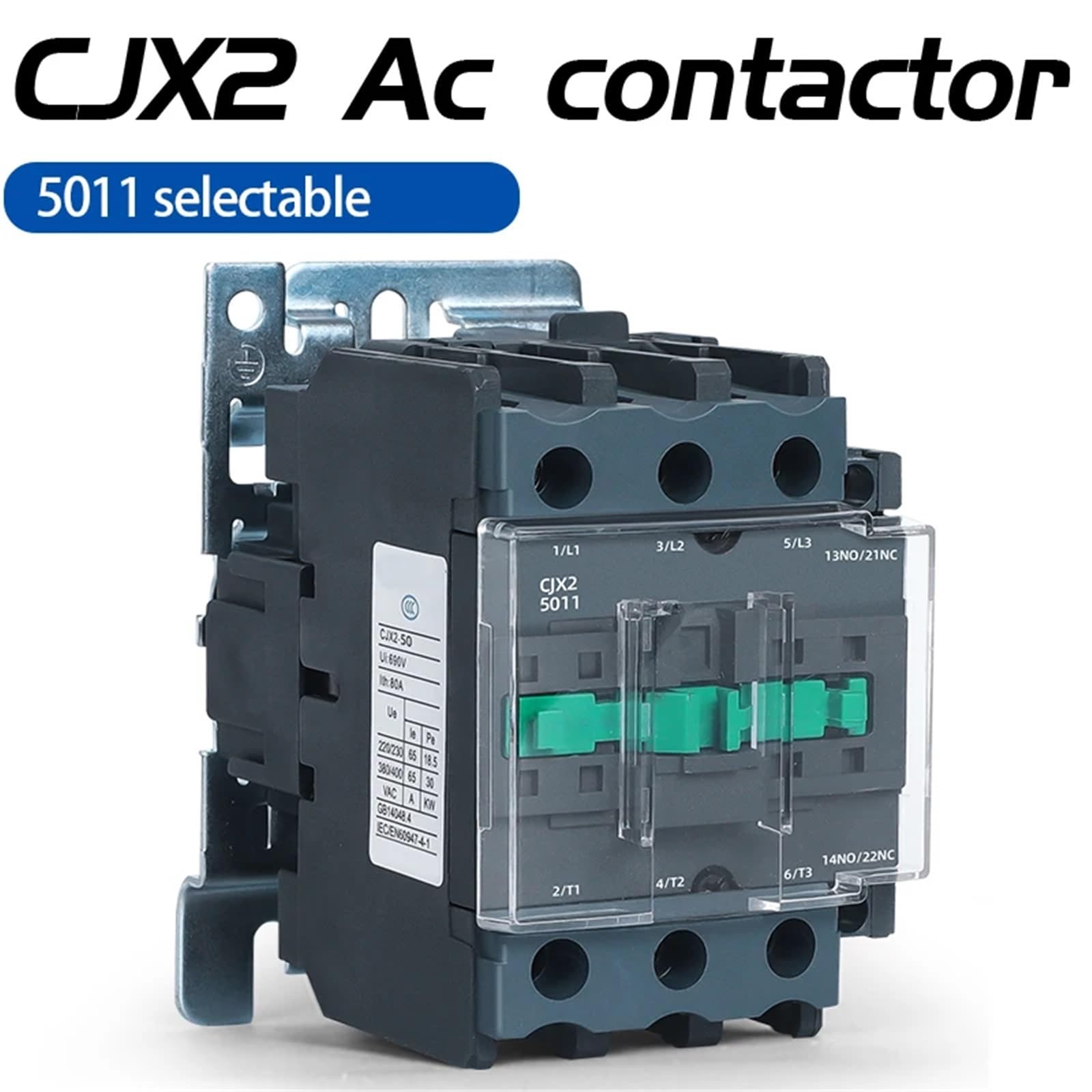 CJX2-5011 Industrieller elektrischer Wechselstromschütz, stark leitfähig, 24 V, 110 V, 220 V, 380 V, Spule aus reinem Kupfer, 1 Stück(220V)