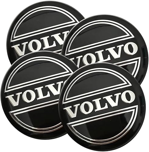 4 tapas centrales de rueda para Volvo S90 S60 XC60 XC40 XC90 V40 V60 S60 S80, 2.559 in2.55 pulgadas, tapas de cubo de rueda de automóvil ABS (negro)