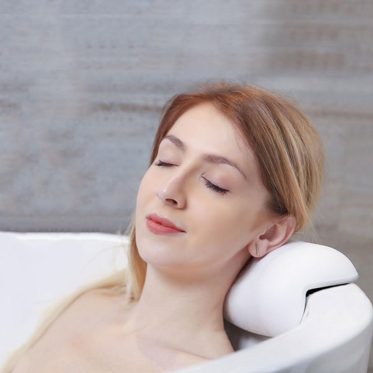 SOLUSTRE Cuscino Supporto Ergonomico Bianco in Pu per da Bagno Ventose Accessorio per, Collo e Spalle per Relax