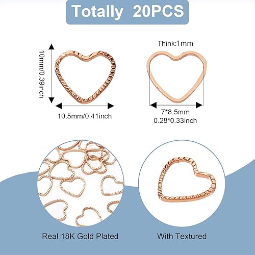 Vista 153 de FASHEWELRY Anillos de acero inoxidable 70cs con eslabones de corazón, 4 tamaños, de metal con forma de corazón, bisel abierto, conectores