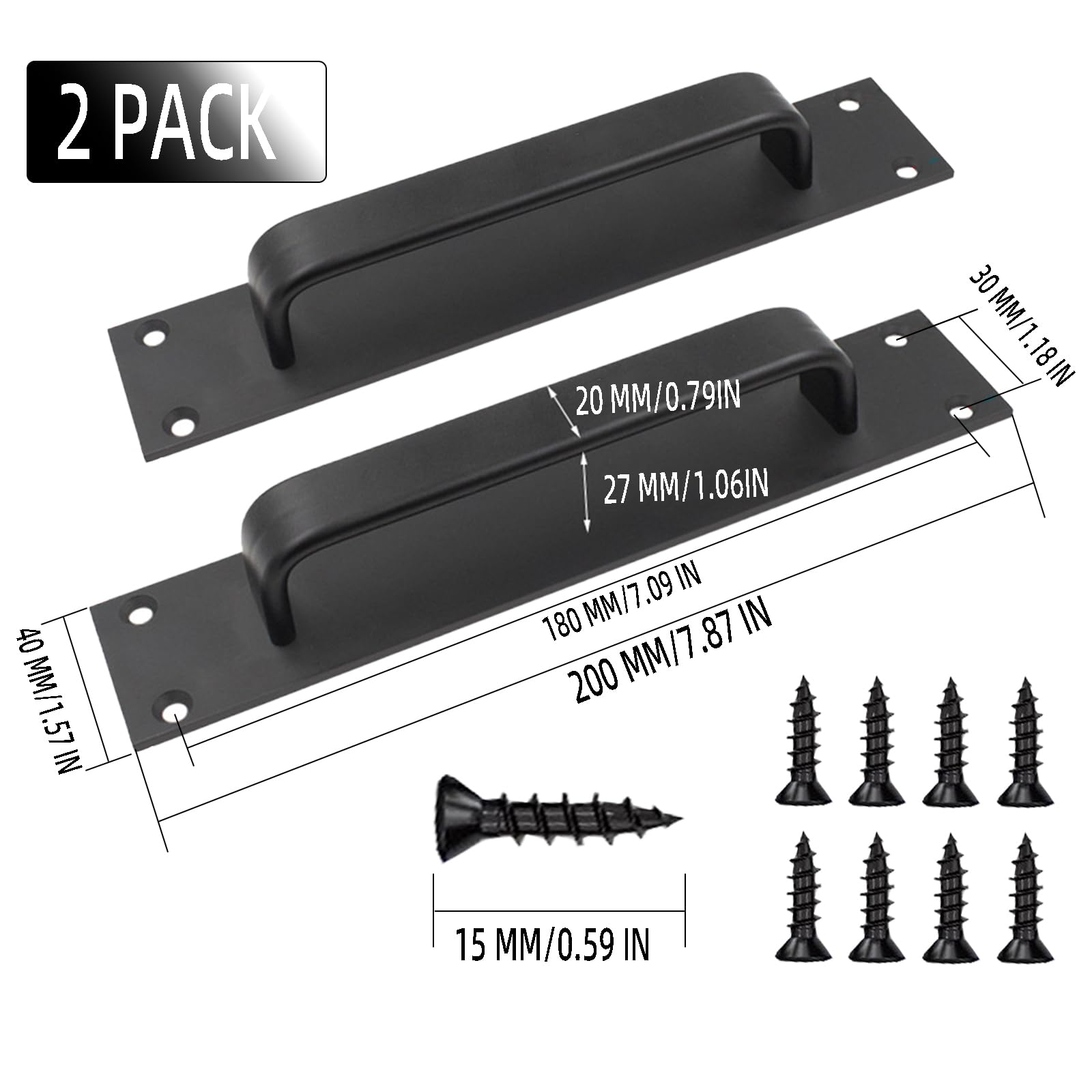 Joytey 2 Packs Door Handles Cabinet Pulls 7.87x1.57 in D Pull Handle with Screws Large Handle Pulls for Barn Garage Shed Gate Cupboard Wardrobe Doors Window Dresser Drawer Hotbed - Image 2