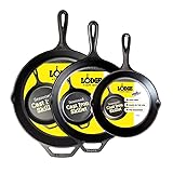 Lodge Seasoned Cast Iron Skillet Set 8, 10.25 & 12 Inches - PFAS-Free, Non-Toxic Cookware - Use with...