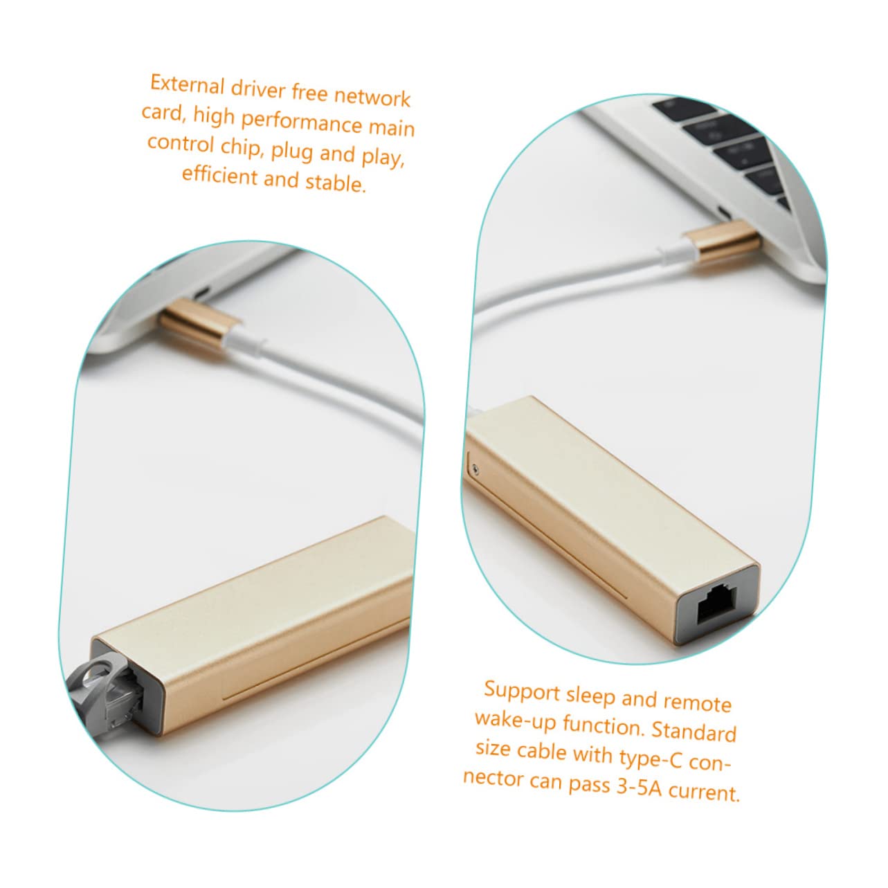 Mikikit Adaptateur Ethernet 3 Pièces Convertisseur Ethernet USB-c Adaptateur pour Accessoire Dordinateur Portable