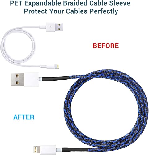 Miniatura 10 de Aibole - Protección para la gestión de cables, de tela metálica dividida, manguito de cable trenzado, protector y organizador para cables de