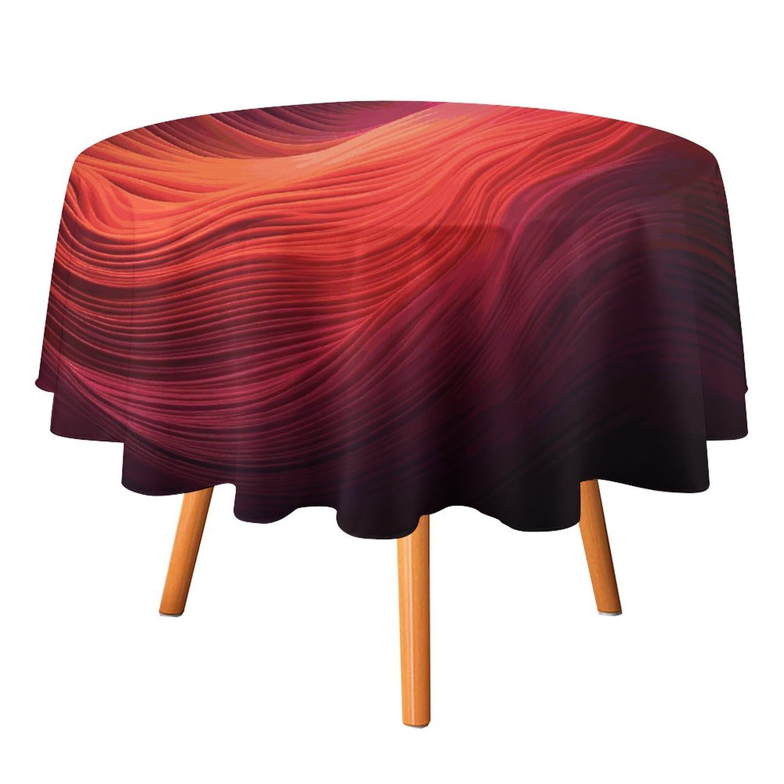 Fekiloot Style Gradient Red Round Tablecloth - Heavy Duty And Washable,Polyester Decorative Fabric Table Cover,Tablecloths For Kitchen Dining, Wedding, Birthday Party50x50in