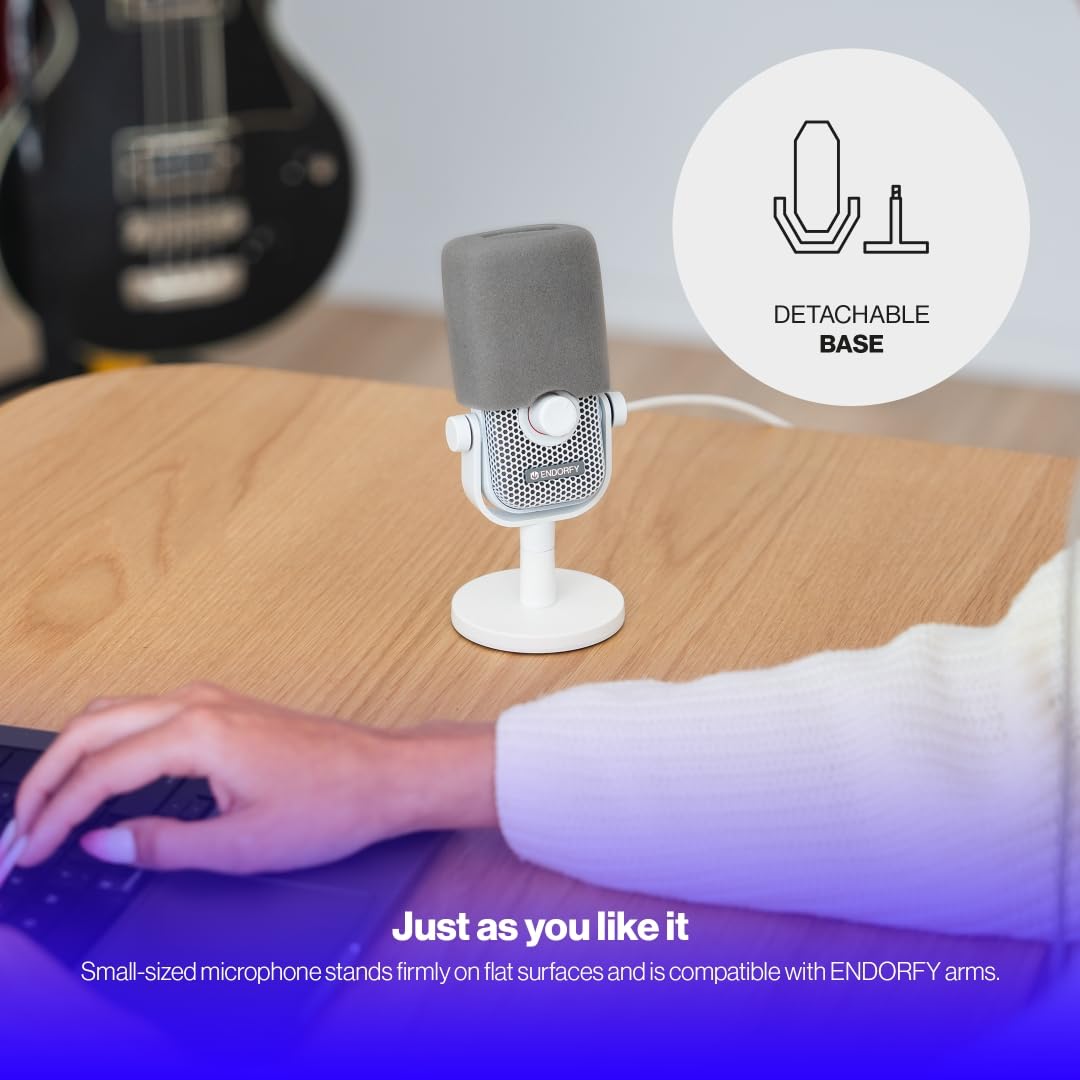 ENDORFY Solum Voice S Onyx White, Gaming Micrófono PC, Podcast Micrófono, Streaming Micrófono, Iluminación RGB, Micrófono USB Plug & Play, Botón Tap-to-Mute, Regulador Gain, Cardioide EY1B015