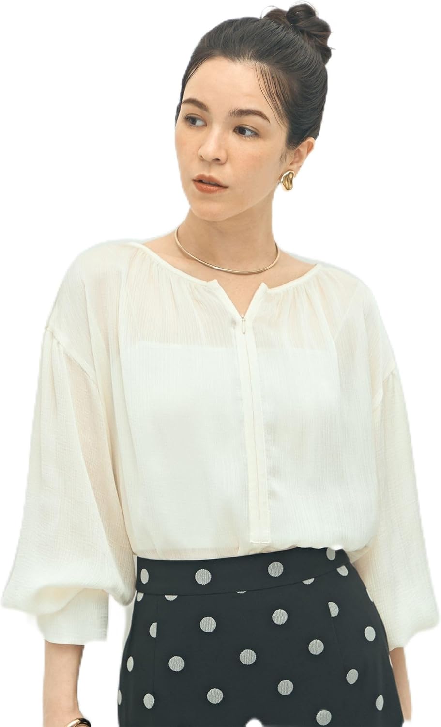 RIVE DROITE】楊柳ギャザーブラウス ウォッシャブル楊柳ギャザー