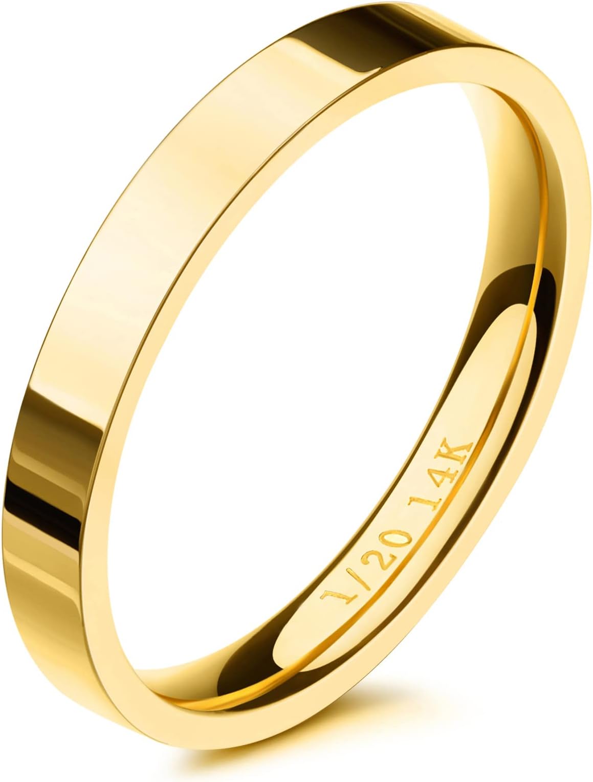 3mm 14K Gold Filled Rings for Women Dainty Gold Stacking Stackable Band Thin Gold Thumb Pinky Finger Ring Non Tarnish Comfort Fit Size 4 to 11