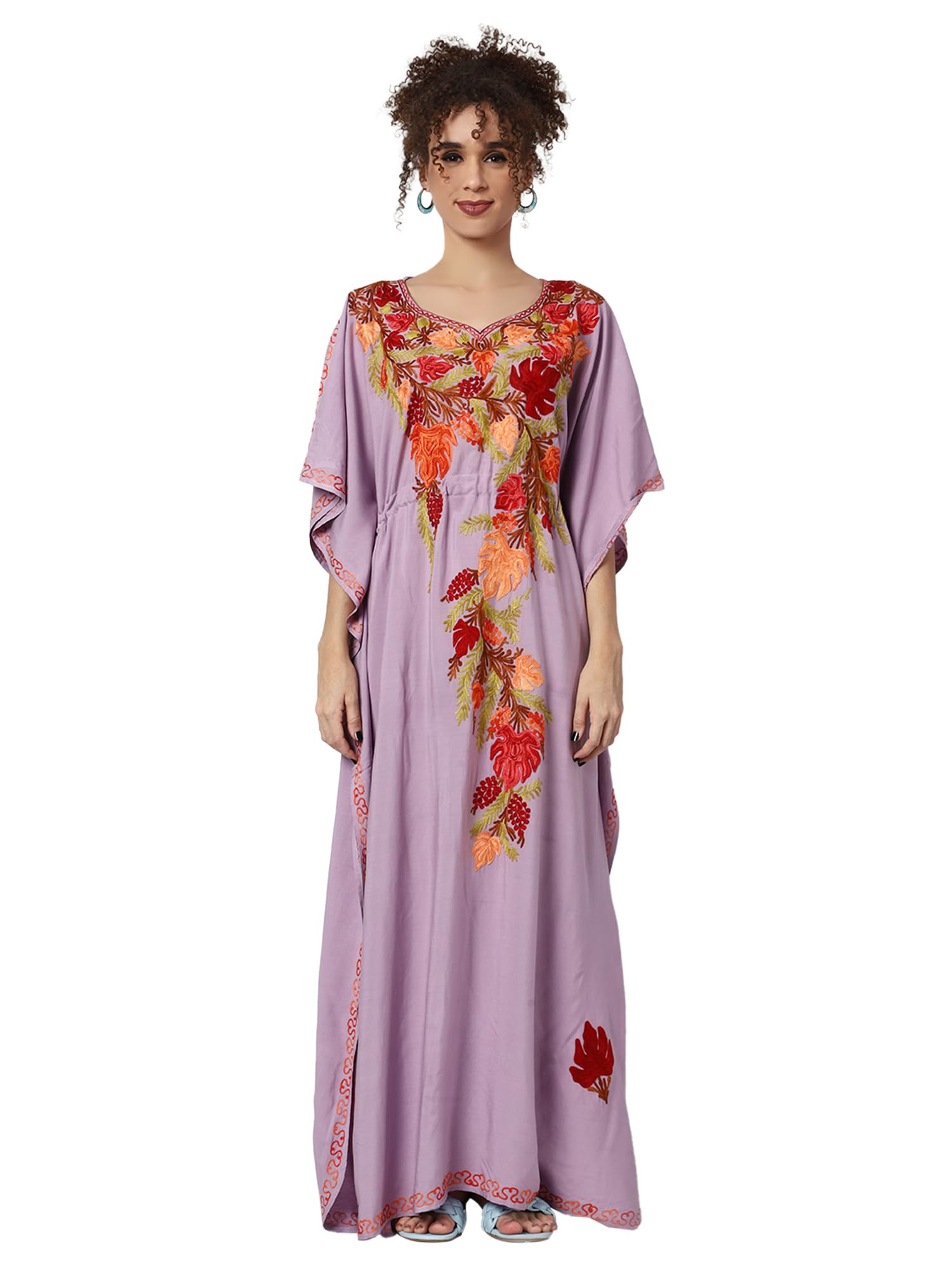 Kashmiri Beautiful Embroidered Work Rayon Kaftan-image-10
