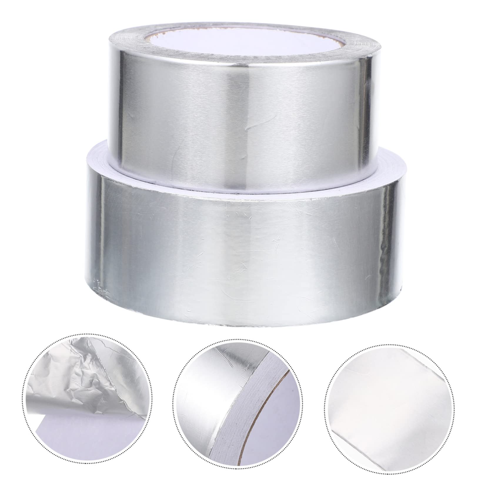 Ruban Adhésif Aluminium 2 Rouleaux, Résistant Chaleur, Argenté