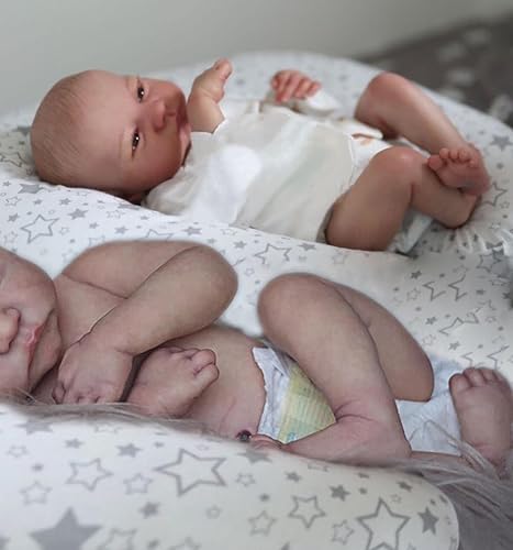 Anano Muñecas Reborn Baby de silicona de cuerpo completo con ojos abiertos de 19 pulgadas, muñecas recién nacidas de silicona de cuerpo completo