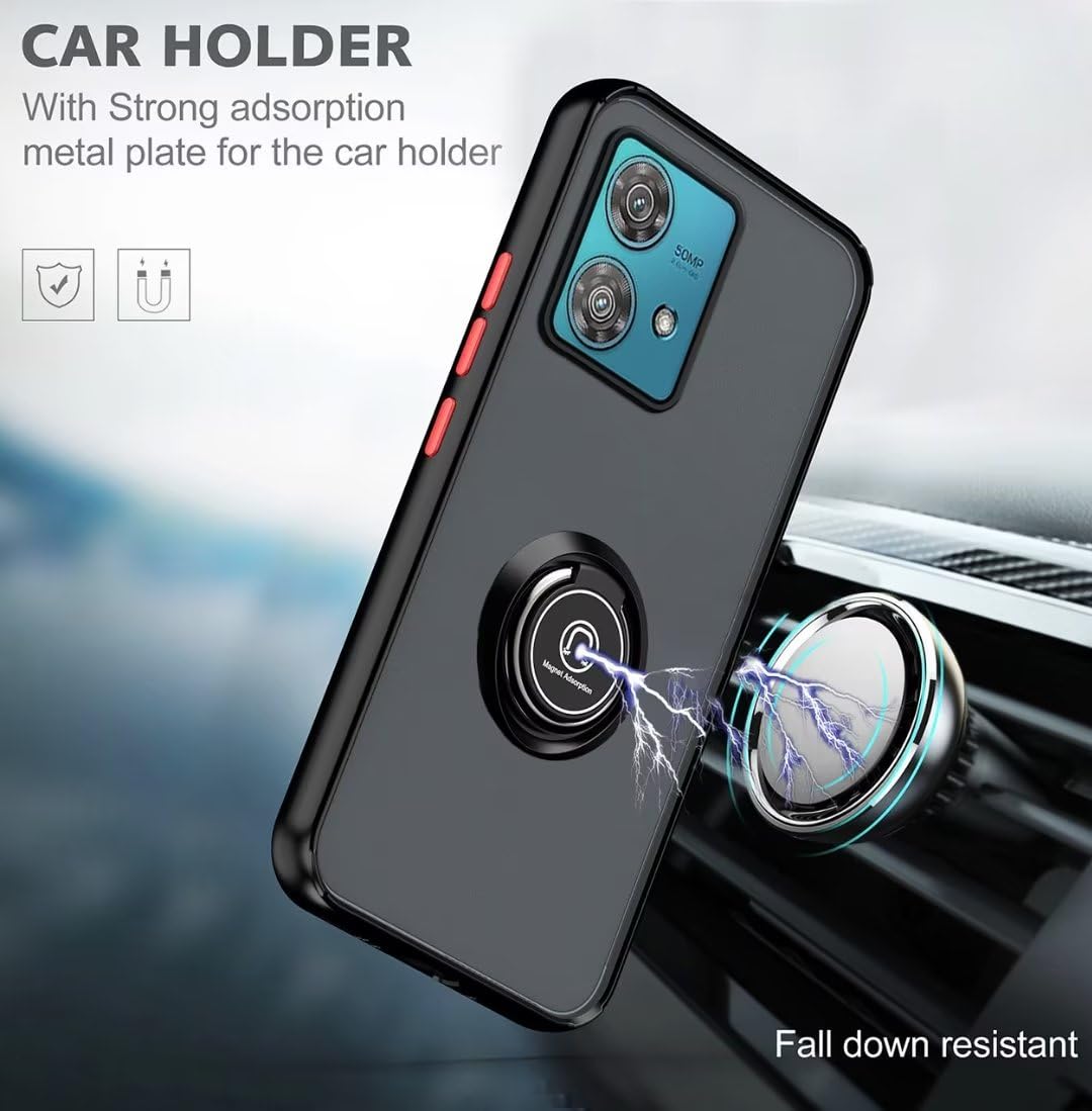 DESSEN Cover per Motorola Edge 40 neo con Anello Magnetico, Custodia Antiurto Morbida in Silicone e Obiettivo Case, Guscio Supporto Bumper. Blu