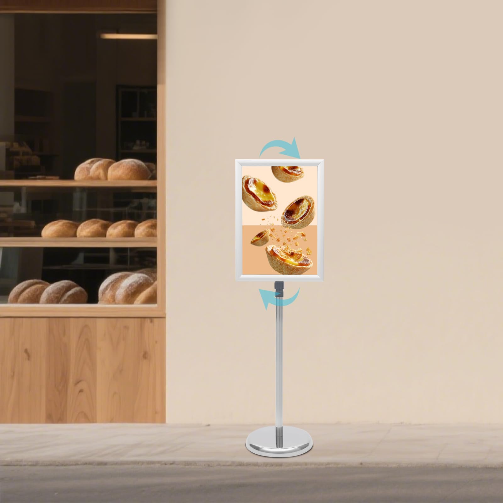 Soporte de aluminio para publicidad e información, A3, altura regulable, giratorio, con marco plegable, moderno, estable, para carteles, menús en restaurante, hotel, oficina, recepción