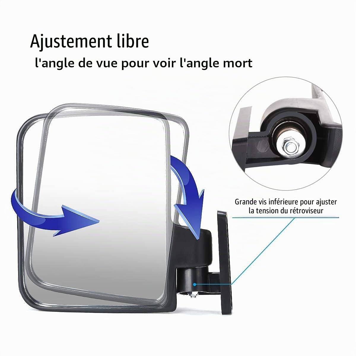 10L0L Rétroviseurs latéraux pour Yamaha Club Car EZ-GO Golf Buggy et autres supports de toit pour chariot de golf à tube rond ou carré