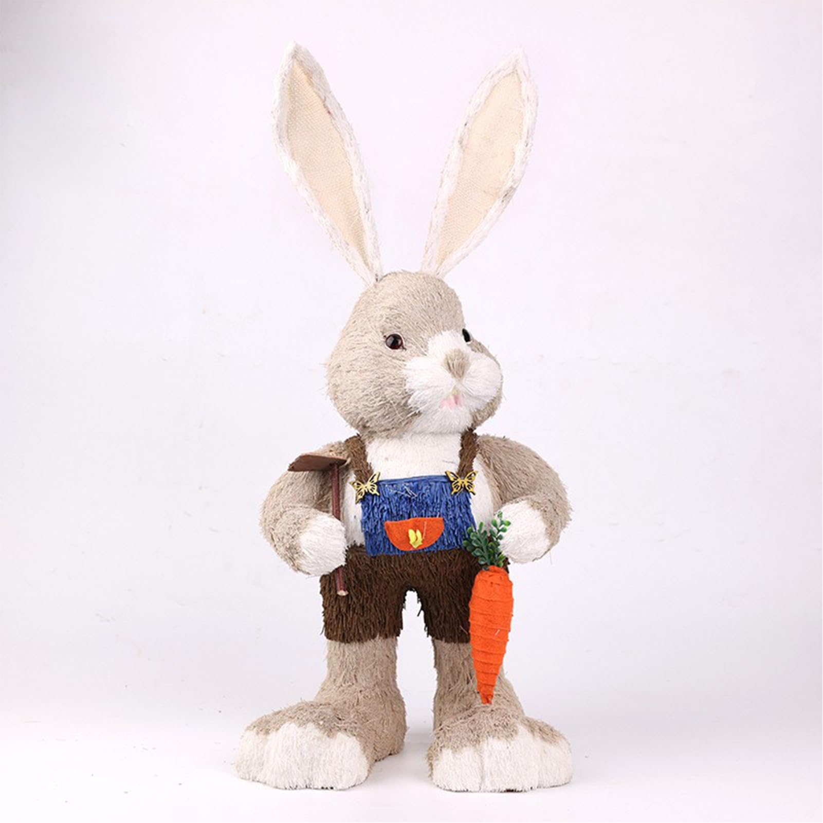 Fyearfly Dekoracja królika ręcznie tkana słomka 60 cm figurka do dekoracji domu ogrodu sklepu
