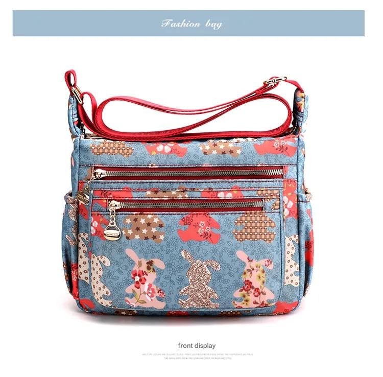 Image of Women Sling-body Bag Waterproof Nylon Multi-layer Sling Bag Casual Satchel Bag Shoulder Bag Messenger Bag Travel Sling-body Bag Day Pack Card Holder Black and Silver.