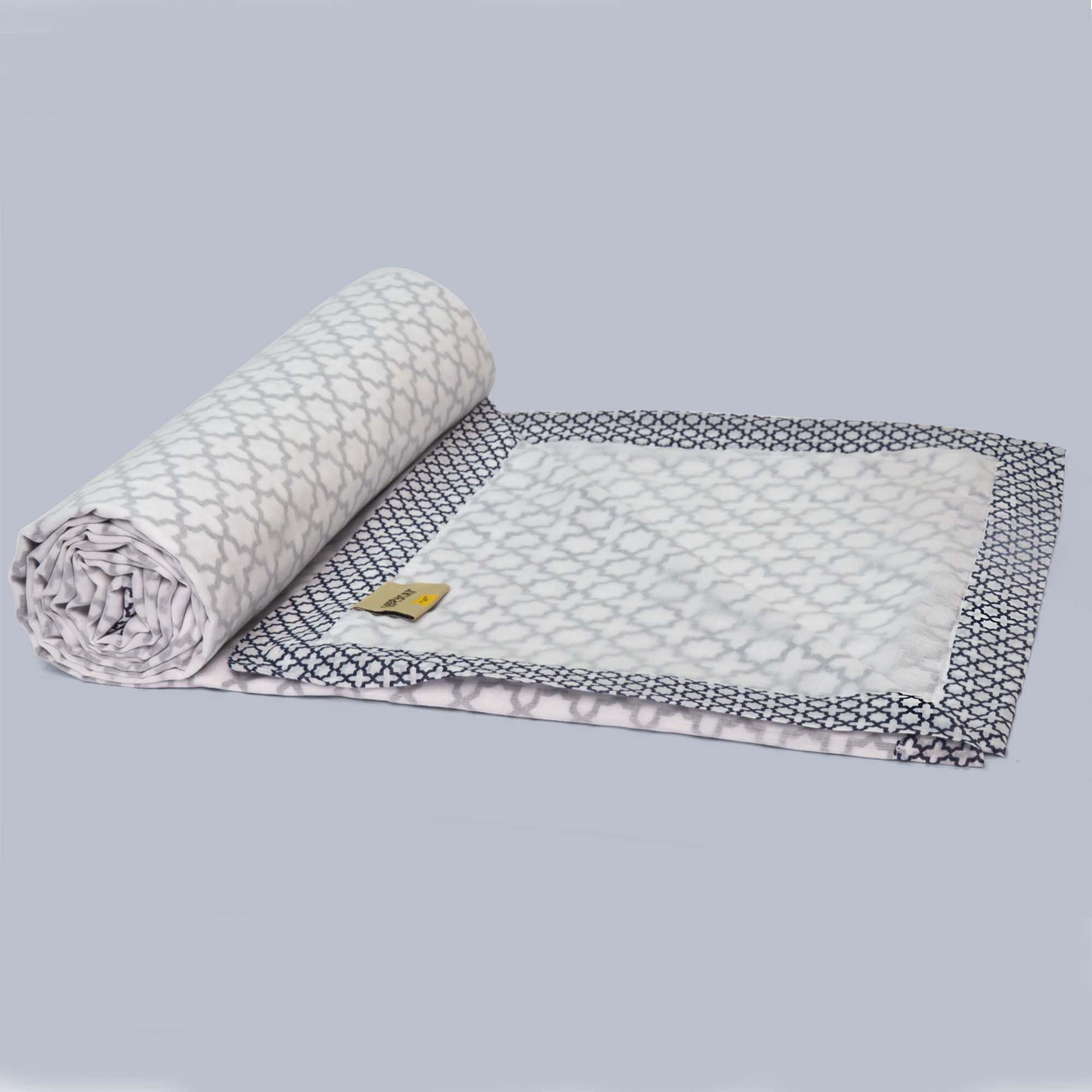 SleepyCat 100% Natural Cotton Muslin Dohar, Soft Light-Weight and Breathable Throw Blanket (Single Bed Size, 85x59 inches, Nova Style, Pack of 1), 230 TC-image-1