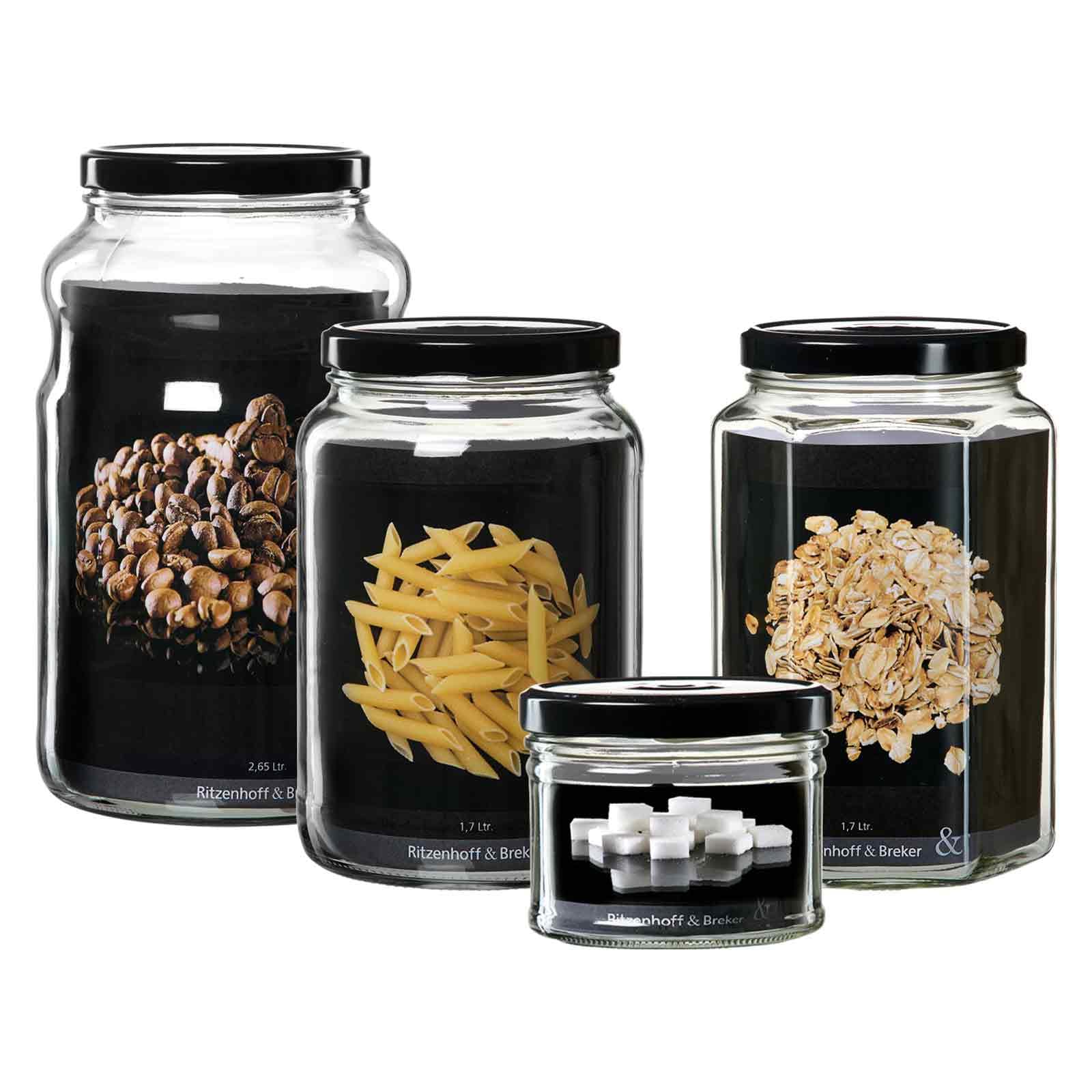 Ritzenhoff & Breker Mara Vorratsgläser-Set 4-teilig | Vorratsgläser-Set, Glas, Aufbewahrung verschiedenster Lebensmittel, Verschließbarer Deckel, Spülmaschinenfest