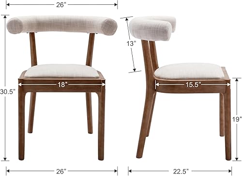 Miniatura 2 de Juego de 2 sillas de comedor de madera, modernas de mediados de siglo, sillas de sala de estar con respaldo abierto curvado único, cómodas sillas
