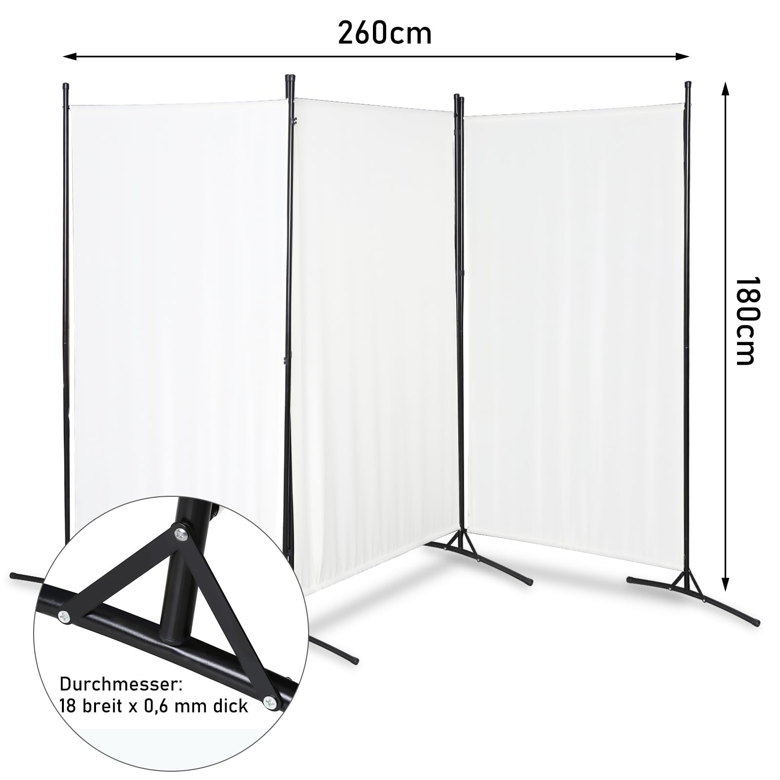 Paravent séparateur de pièce - 180 x 180 cm - Blanc