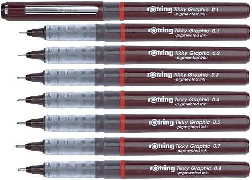 Miniatura 4 de rOtring Tikky 1904752 - Bolígrafo gráfico de punta de fibra de 0.008 in, tinta negra